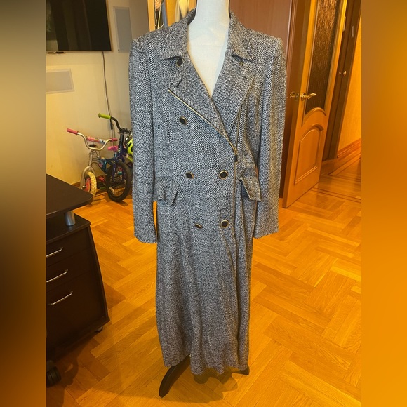 Escada trench maxi long double breasted wool tweed coat Sz 40 USA 12-14 - Picture 5 of 15